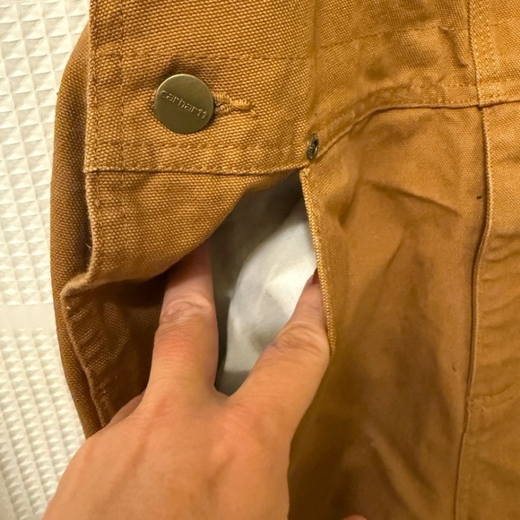 Carhartt Canvas Cargo Dark Tan Bib Carpenter Overalls Youth Boys Sz 10 - Picture 5 of 16